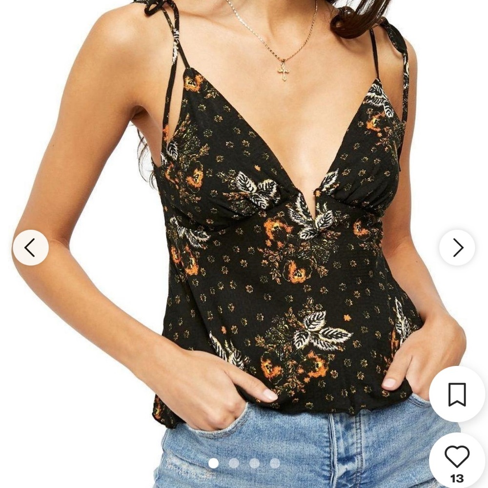 Floral Black and Orange Blouse